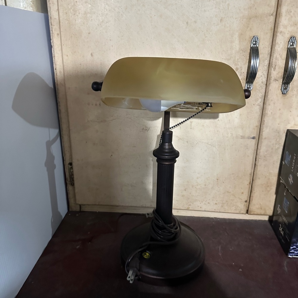 Vintage Brass Banker's Desk Lamp